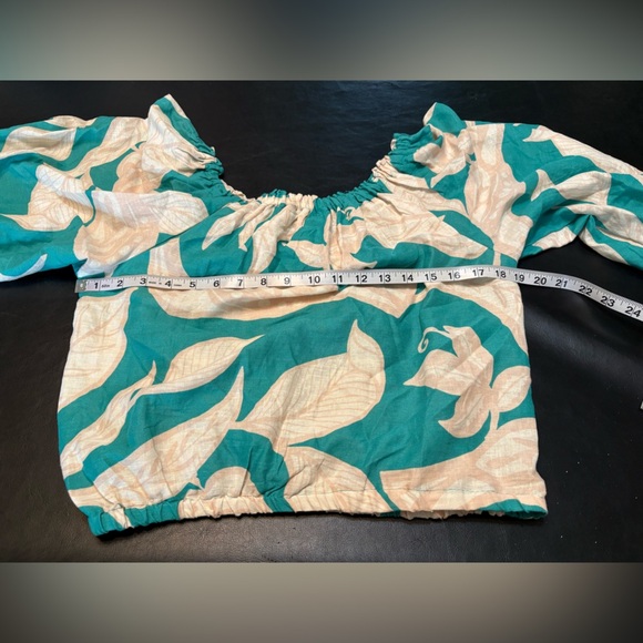 Rachel Zoe Teal and Cream Blouse size Small NWT. - Picture 7 of 8